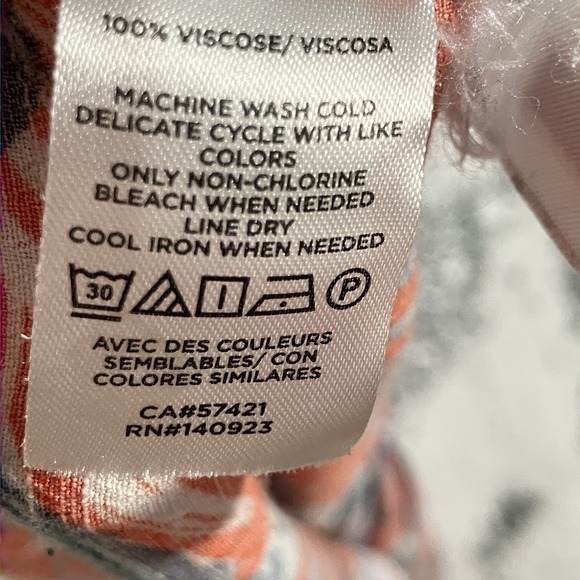 LOFT Dress Womens Sz 10 Red Floral Tropical Midi Button Front Tie Waist Vacation - Picture 6 of 7